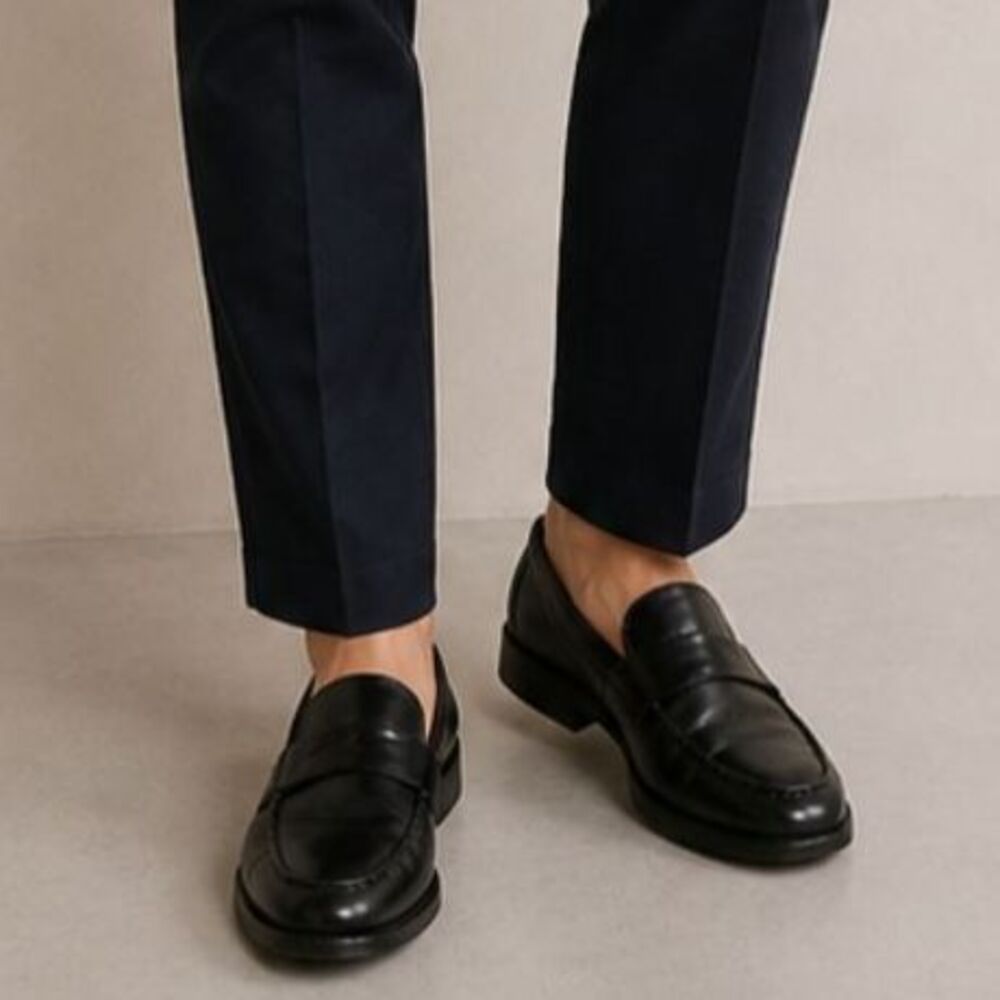 Kenneth Cole Reaction Mens‎ Black Leather Dress Shoes Loafers Slip On Size 7 M